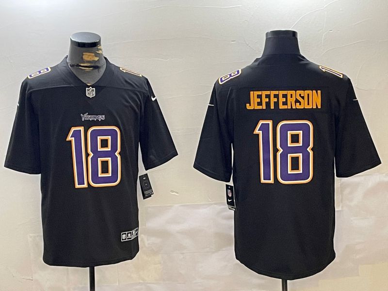 Men Minnesota Vikings 18 Jefferson Black 2024 Nike Limited NFL Jersey style 1
